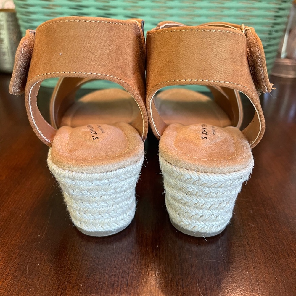 NWOT St. John's Bay Womens Lolah Wedge Sandals, Honey Ginger - SZ 6.5 WIDE - Picture 6 of 7